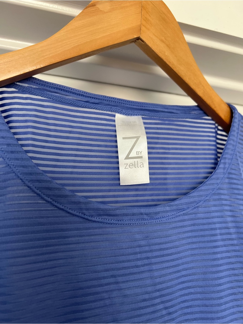 Z by Zella Periwinkle Mesh Stripe Short Sleeve Crop Workout Top XL - Picture 6 of 9